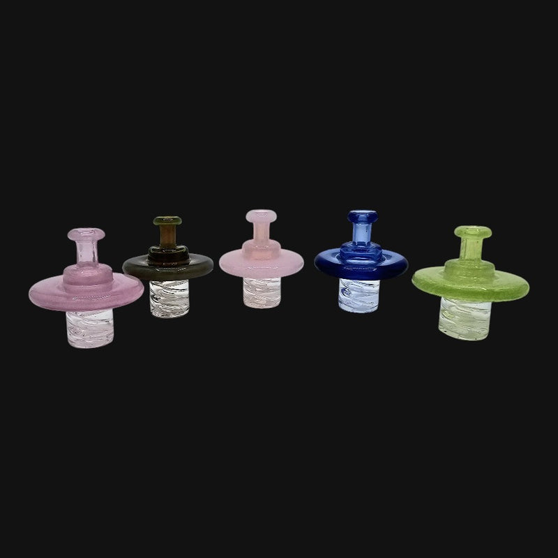 710 Pipes Smoke Shop ElectrO_b Simpal Core spinner carb caps in assorted translucent and opaque glass colors.