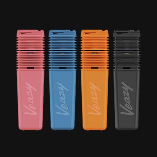 Storz & Bickel Veazy dry herb vaporizers in pink, blue, orange, and black available at 710 Pipes Smoke Shop.