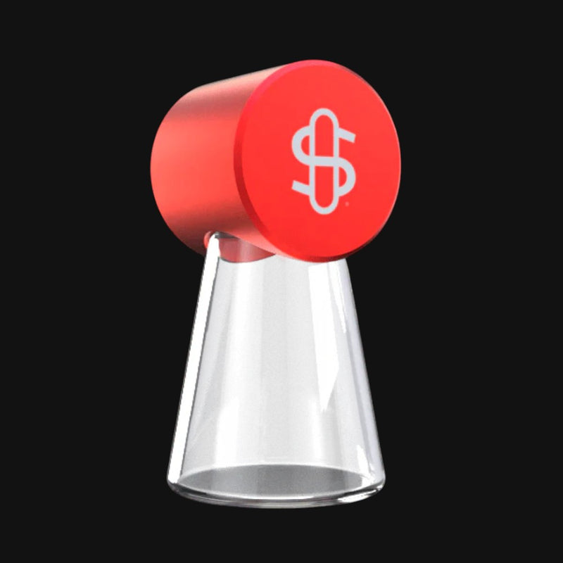 710 Pipes Smoke Shop Stunden Glass Ash Catcher with red cap and clear glass base for gravity infuser filtration