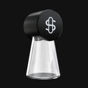 710 Pipes Smoke Shop Stundenglass ash catcher attachment with clear glass base and black branded cap