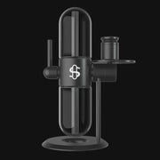 710 Pipes Smoke Shop Stundenglass Gravity Infuser with black aluminum frame and clear borosilicate glass chambers
