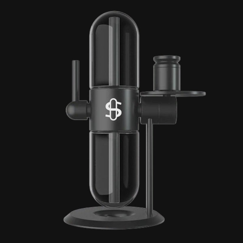 710 Pipes Smoke Shop Stundenglass Gravity Infuser with black aluminum frame and clear borosilicate glass chambers