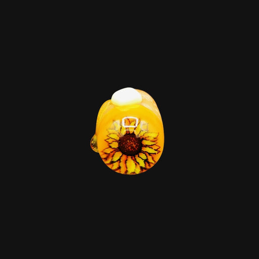 710 Pipes Smoke Shop AlecBlowsGlass x Firefox glass pocket potato pipe featuring a detailed yellow sunflower design