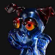 710 Pipes Smoke Shop T_Tree Glass Ruffer jammer featuring a blue dog design with red ears and amber eyes.
