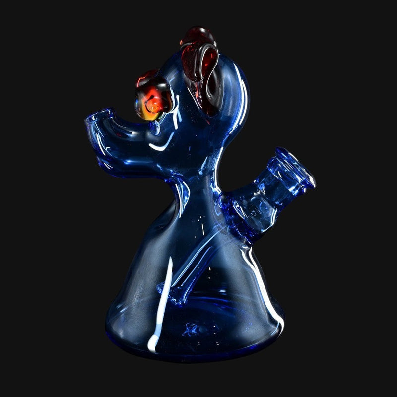 710 Pipes Smoke Shop T_Tree Glass Ruffer jammer in translucent blue glass with unique amber-toned accents.
