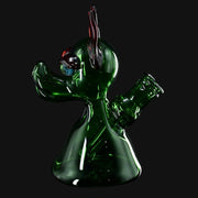 710 Pipes Smoke Shop T_Tree Glass Ruffer jammer in green borosilicate glass with red accents and unique design.