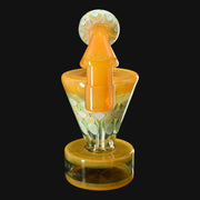 710 Pipes Smoke Shop RL. Dots Talus Rig #2, a 6-inch glass rig with a 14mm joint, featuring a yellow and green dot pattern.