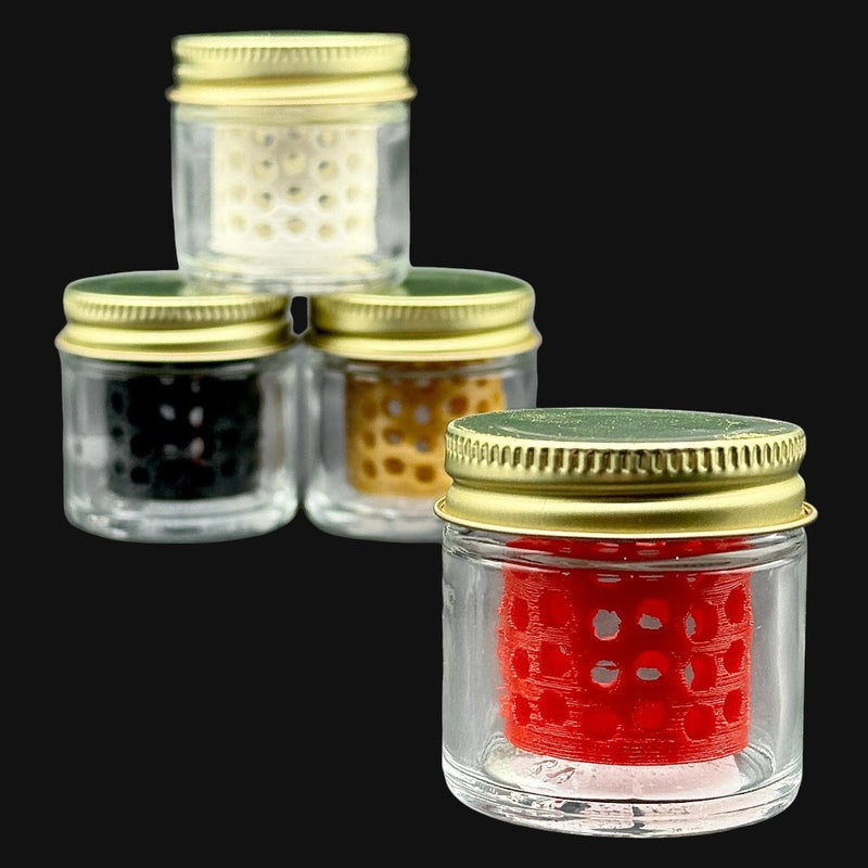 710 Pipes Smoke Shop terp pearl washing station jars with colorful internal baskets for cleaning dab accessories.