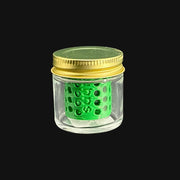 710 Pipes Smoke Shop terp pearl washing station with a clear glass jar, gold lid, and green internal cleaning basket.
