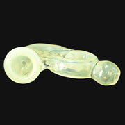 710 Pipes Smoke Shop Trippy Meat Small French Horn #2 glass pipe with a yellow tint and unique shape.