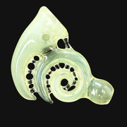 710 Pipes Smoke Shop Trippy Meat Small French Horn glass pipe with a pale yellow swirl design.