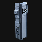 710 Pipes Smoke Shop Vector Quattro torch lighter in a brushed gunmetal finish with a sleek, modern design.