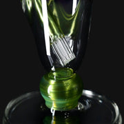 710 Pipes Smoke Shop Leisure Color Accent Venetian Tube - Opal Yellow/Neptunium glass bong with green accents.
