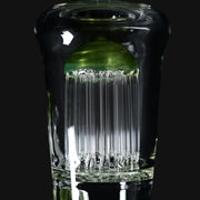 710 Pipes Smoke Shop Leisure Color Accent Venetian Tube - Opal Yellow/Neptunium glass water pipe with green accent dome and showerhead percolator.