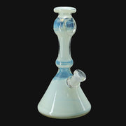 710 Pipes Smoke Shop Mad Machete Matt Full Color Jammer, a white glass water pipe with a beaker base and a flared mouthpiece.