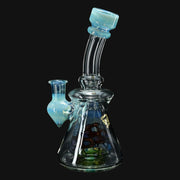 710 Pipes Smoke Shop Windstar Jammer glass water pipe with blue mushroom design and mosaic percolator.