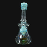 710 Pipes Smoke Shop Windstar Jammer water pipe with blue shroom accents, 7.5 inches tall, 10mm joint, and mosaic percolator.