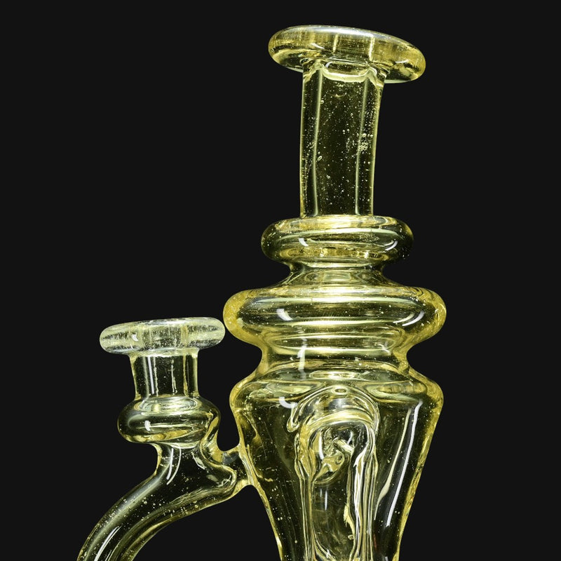710 Pipes Smoke Shop Wiscokid Klein Recycler dab rig in Serum CFL yellow glass with 10mm joint.