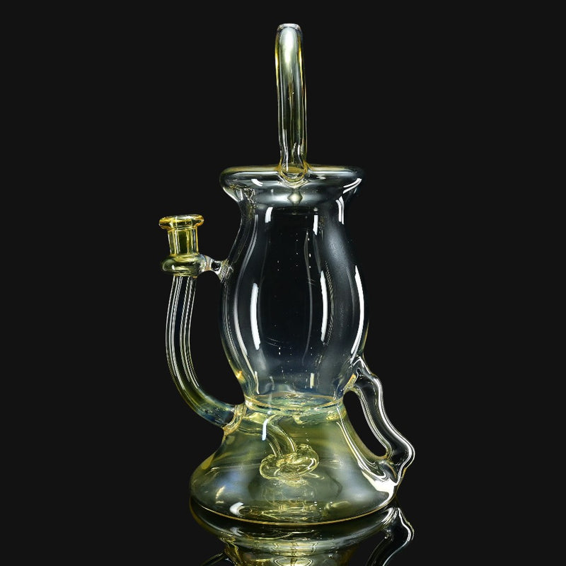 710 Pipes Smoke Shop 10-inch Wiscokid lantern glass dab rig with yellow accents and a 10mm joint.