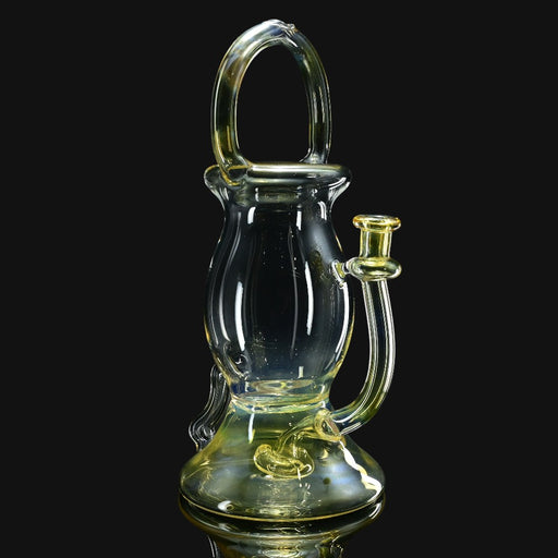 710 Pipes Smoke Shop 10-inch Wiscokid glass lantern dab rig with a 10mm joint and yellow-tinted glass design.