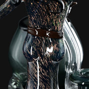 710 Pipes Smoke Shop Rich Villa "Witches Get Stoned" recycler rig with dark blue glass and gold flecks.