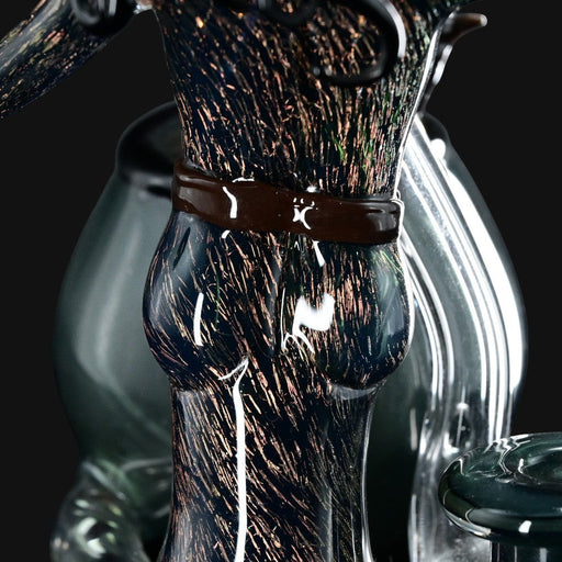 710 Pipes Smoke Shop Rich Villa "Witches Get Stoned" recycler rig with dark blue glass and gold flecks.