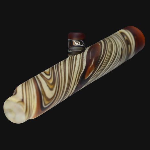 710 Pipes Smoke Shop Sandberg woodgrain glass chillum pipe with swirling brown and cream patterns