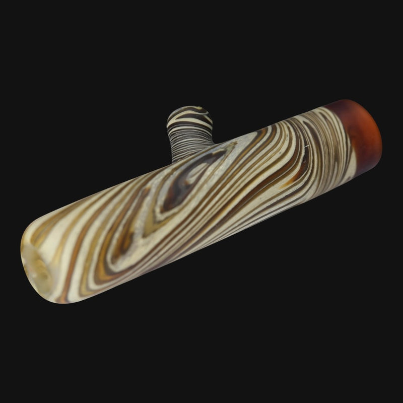 710 Pipes Smoke Shop Sandberg woodgrain glass chillum pipe with swirling brown and cream patterns