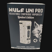710 Pipes Smoke Shop Wulf Uni Pro limited edition cartridge box with white speckled design and wolf logo