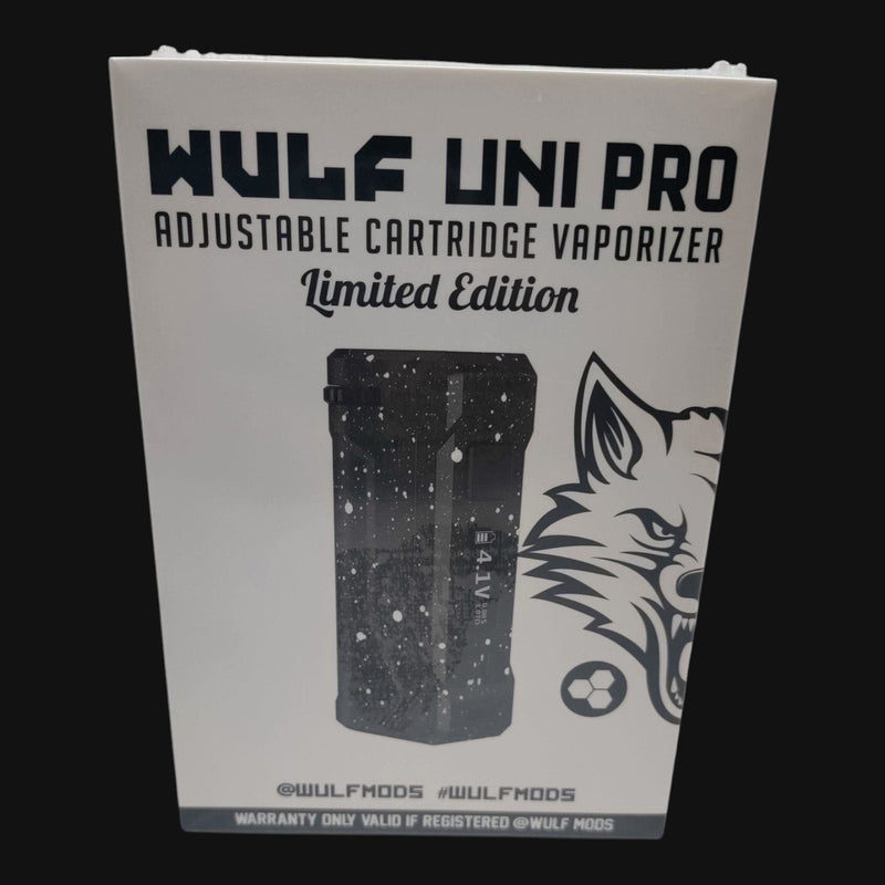 710 Pipes Smoke Shop Wulf Uni Pro limited edition cartridge box featuring a black speckled design