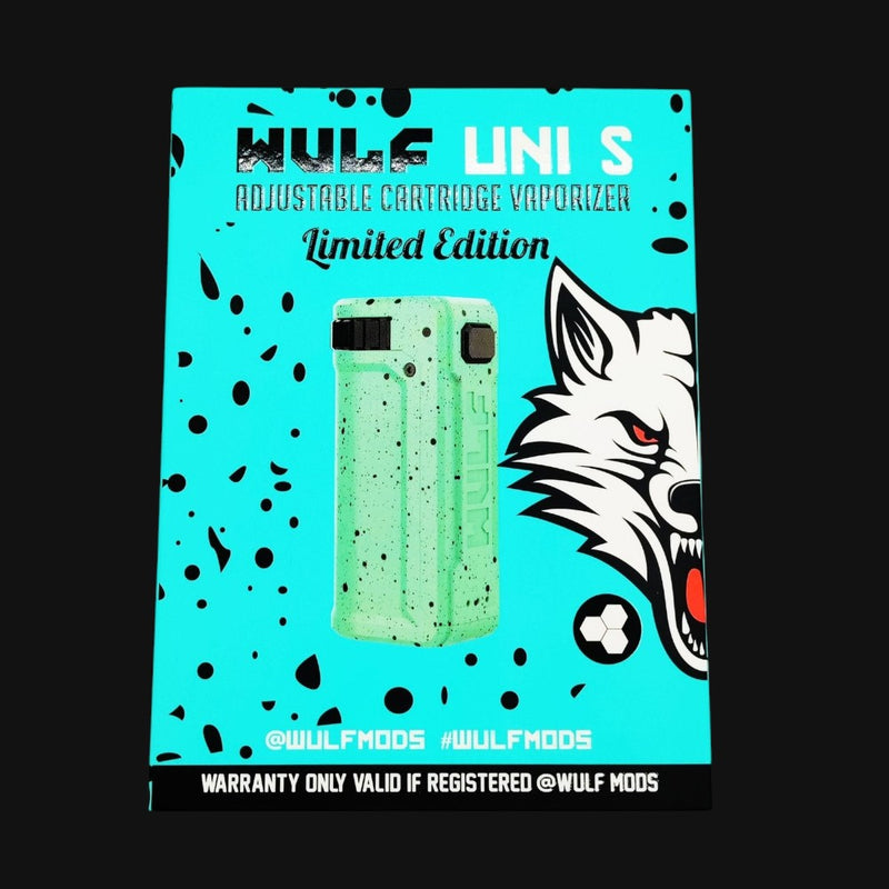 710 Pipes Smoke Shop Wulf Uni S limited edition mint green speckled cartridge battery on branded display card