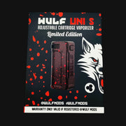 710 Pipes Smoke Shop Wulf Uni S limited edition adjustable cartridge battery box with red splatter design