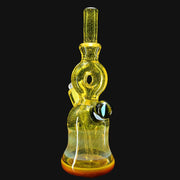 710 Pipes Smoke Shop yellow glass donut rig with a 2-hole downstem and donut mouthpiece.