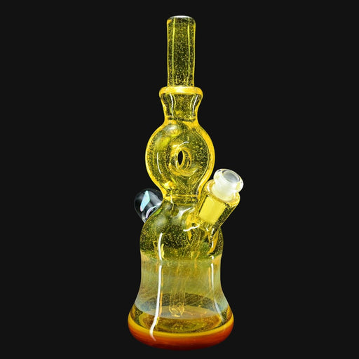 710 Pipes Smoke Shop yellow glass donut rig with a 2-hole downstem and donut mouthpiece. 10mm joint.