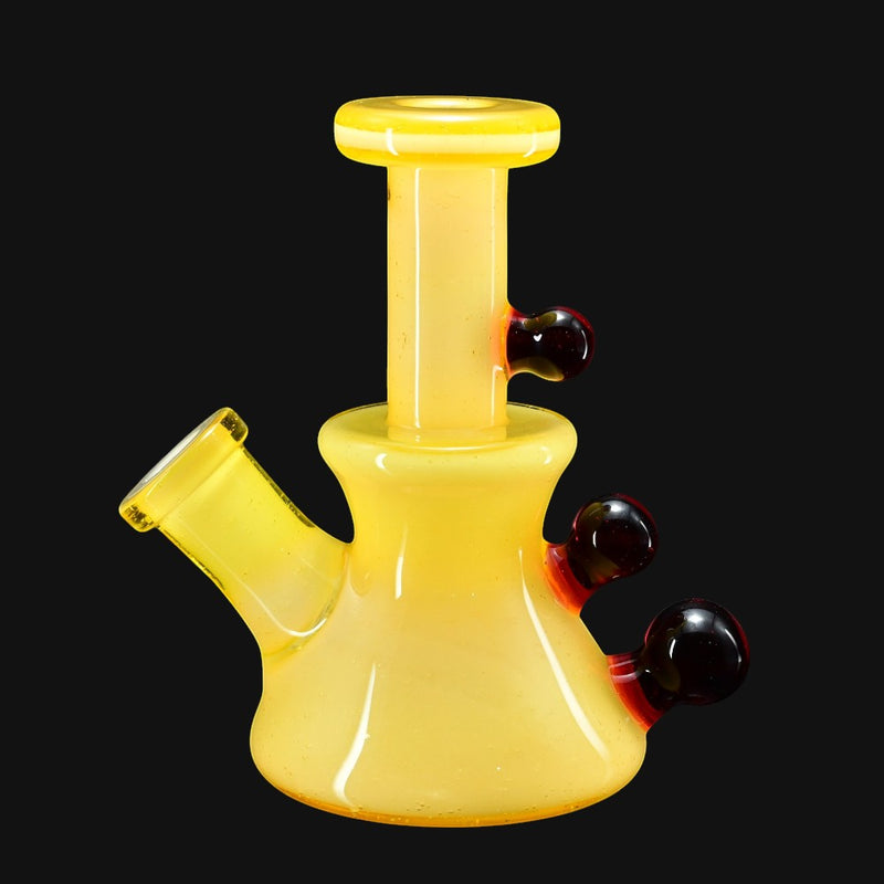 710 Pipes Smoke Shop yellow glass micro dab rig with 10mm joint and red accents
