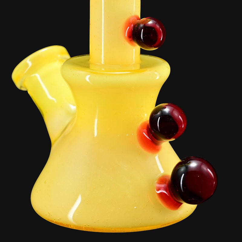 710 Pipes Smoke Shop yellow glass micro time tube with red accents and 10mm joint