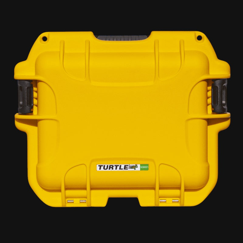 710 Pipes Smoke Shop Turtle Case 509 in bright yellow, a waterproof and impact resistant protective storage case.