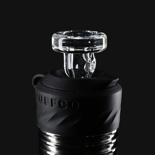 710 Pipes Smoke Shop ZHS clear glass joystick cap for Puffco Peak Pro with black silicone base on black background