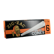 710 Pipes Smoke Shop Zig-Zag 1 1/4 size ultra-thin pre-rolled cones in a 6-pack box with iconic branding.