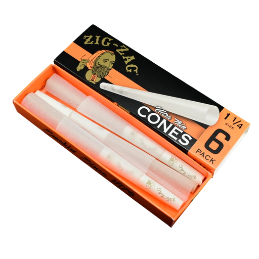 710 Pipes Smoke Shop Zig-Zag 1 1/4 size ultra-thin pre-rolled cones in a 6-pack box