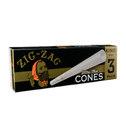 710 Pipes Smoke Shop Zig-Zag king size ultra-thin pre-rolled cones in a 3-pack box with iconic branding.