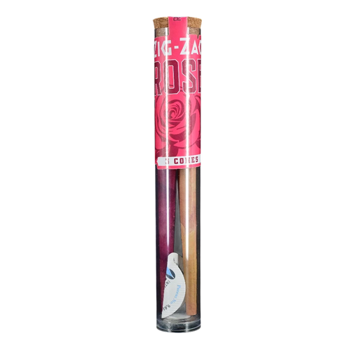 710 Pipes Smoke Shop Zig Zag Rose Cones 3-pack made with natural rose petals in a clear protective storage tube.