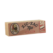710 Pipes Smoke Shop Zig-Zag unbleached rolling paper tips in a 50 count box with classic branding