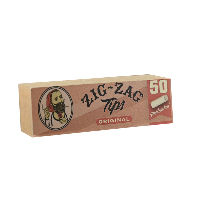 710 Pipes Smoke Shop Zig-Zag unbleached rolling paper tips in a 50 count box with classic branding