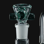 710 Pipes Smoke Shop Zombie Hand glass bowl piece with green accents and a frosted ground glass joint.
