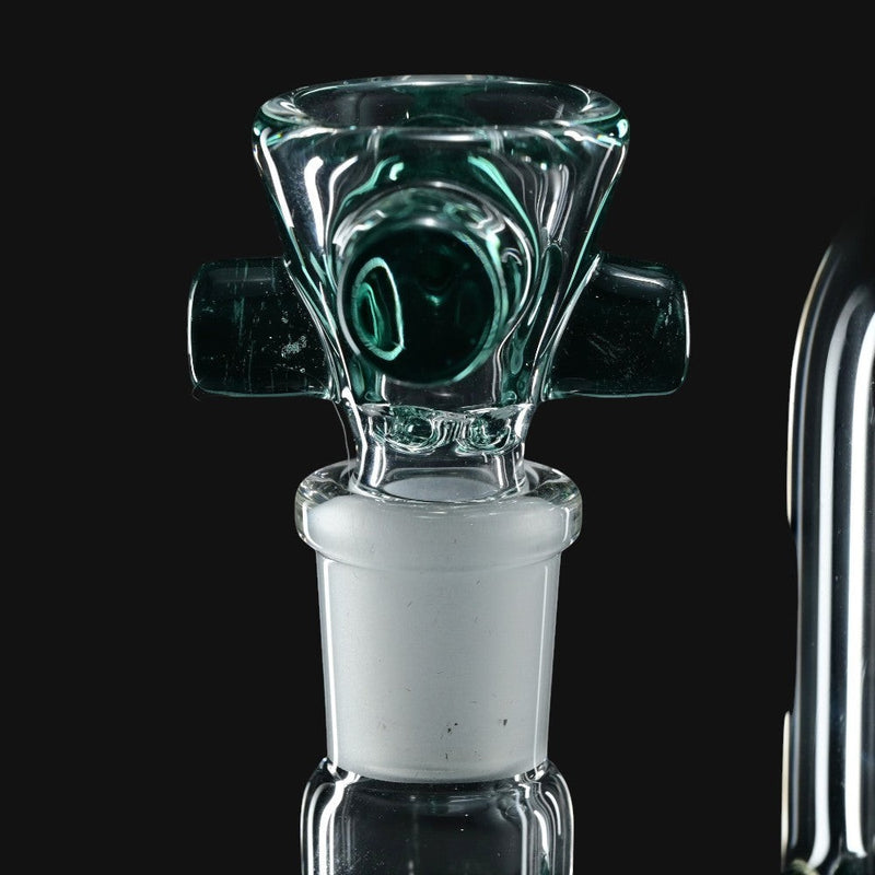 710 Pipes Smoke Shop Zombie Hand glass bowl piece with green accents and a frosted ground glass joint.