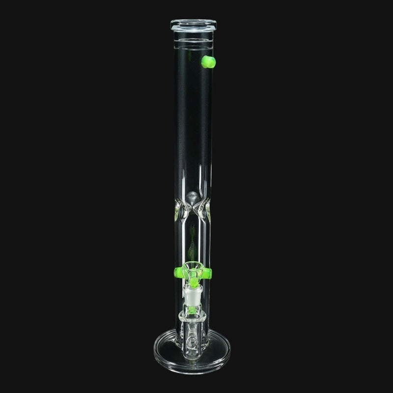710 Pipes Smoke Shop Zombie Hand straight glass water pipe with green slyme accents and puck percolator.