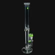 710 Pipes Smoke Shop Zombie Hand straight glass water pipe with green slyme accents and a puck percolator.