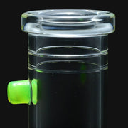 710 Pipes Smoke Shop Zombie Hand Straight Puck Perc in clear glass with vibrant slyme green accent