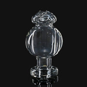 710 Pipes Smoke Shop clear glass Zombie Hand Spinner Bubble Cap for dabbing with a rounded top and ribbed design.